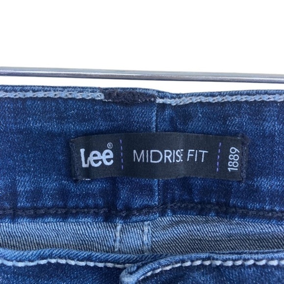 Lee Midrise Fit Bootcut Jeans Dark Wash Bling Pockets Rhinestones Cowgirl Y2K - Picture 7 of 14